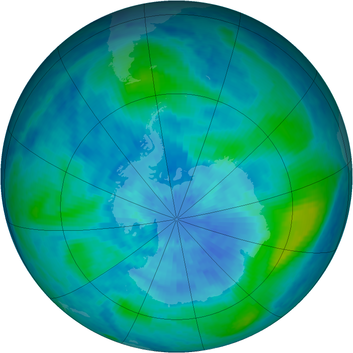 Antarctic ozone map for 18 March 2001